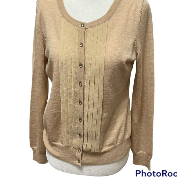 Talbots Pure Italian Merino Wool Cardigan Sweater with Custom Antique Buttons - Picture 1 of 4